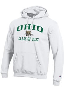 Champion Ohio Bobcats Mens White Primary Class of 2027 Powerblend Long Sleeve Hoodie
