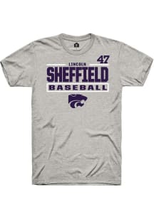 Lincoln Sheffield  K-State Wildcats Ash Rally NIL Stacked Box Short Sleeve T Shirt