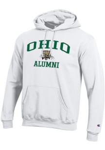 Champion Ohio Bobcats Mens White Mascot Alumni Powerblend Long Sleeve Hoodie