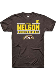 Egypt Nelson Western Michigan Broncos Brown Football NIL Stacked Box Short Sleeve Player T Shirt