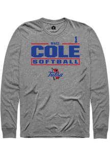Maci Cole Tulsa Golden Hurricane Graphite NIL Stacked Box Long Sleeve Player T Shirt