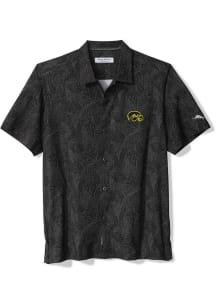 Tommy Bahama Iowa Hawkeyes Mens Black Saltwater Fronds Short Sleeve Dress Shirt