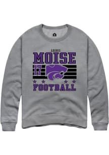 Adonis Moise K-State Wildcats Mens Grey Football NIL Striped Player Crew