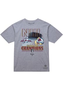 Mitchell and Ness Colorado Avalanche Ash Golden Champs Short Sleeve T Shirt