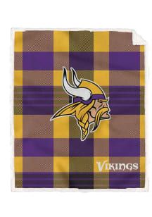 Minnesota Vikings Plaid Steel 60x70 Sherpa Fleece Blanket - Purple