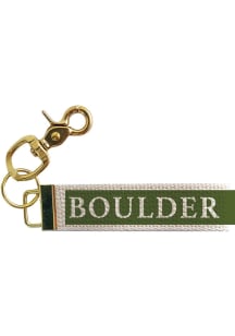 Boulder Block Text Woven Keychain - White