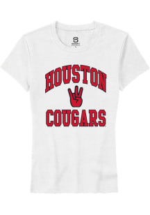 Summit Sportswear Houston Cougars Womens White No 1 Short Sleeve T-Shirt