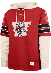 47 Wisconsin Badgers Mens Red Split Zone Cornerback Lacer Fashion Hood