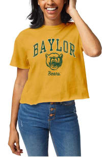 League Baylor Bears Womens Gold Clothesline Crop Short Sleeve T-Shirt