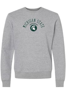 Michigan State Spartans Mens Grey Arch Team Name Long Sleeve Crew Sweatshirt