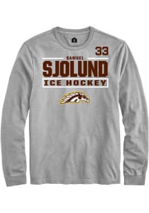 Samuel Sjolund Western Michigan Broncos Grey NIL Stacked Box Long Sleeve Player T Shirt
