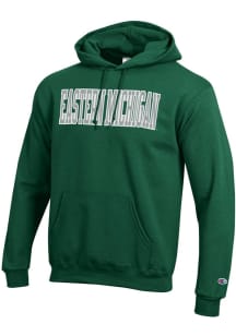 Champion Eastern Michigan Eagles Mens Green Straight Powerblend Long Sleeve Hoodie