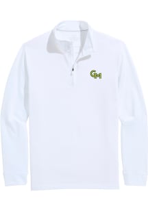 Vineyard Vines George Mason University Mens White Clubhouse Long Sleeve Qtr Zip Pullover