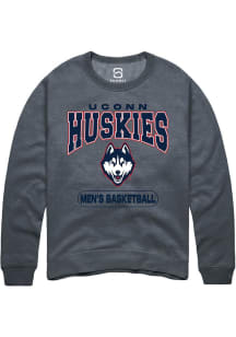 Summit Sportswear UConn Huskies Mens Grey Heather Men's Basketball Long Sleeve Crew Sweatshirt