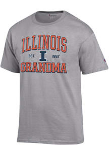 Champion Illinois Fighting Illini Grey Est. Date Grandma Jersey Short Sleeve T Shirt