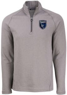 Cutter and Buck San Jose Earthquakes Mens Graphite Pehastin Long Sleeve Qtr Zip Pullover