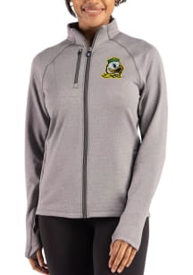 Cutter and Buck Oregon Ducks Womens Graphite Peshastin Long Sleeve Full Zip Jacket
