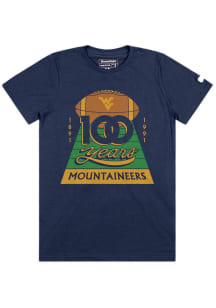 Homefield West Virginia Mountaineers Navy Blue Football 100 Years Short Sleeve Fashion T Shirt