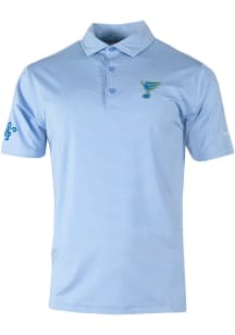 Columbia St Louis Blues Mens Light Blue Double Hit Short Sleeve Polo