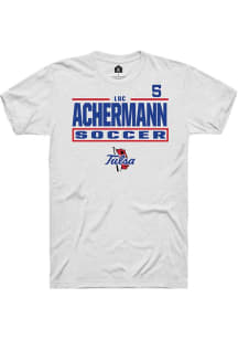 Luc Achermann Tulsa Golden Hurricane White NIL Stacked Box Short Sleeve Player T Shirt