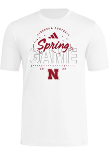 Adidas Nebraska Cornhuskers White Pregame Spring Game Short Sleeve T Shirt