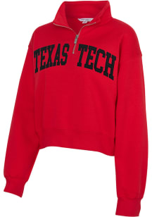 Texas Tech Red Raiders Womens Red Cropped Sport Fleece Qtr Zip