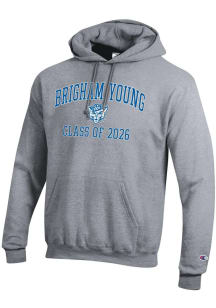 Champion BYU Cougars Mens Grey Font Class of 2026 Powerblend Long Sleeve Hoodie