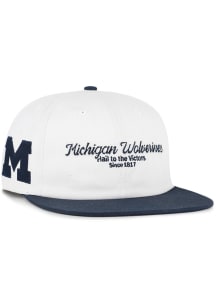 47 Michigan Wolverines White Script Stack Captain RL Mens Snapback Hat