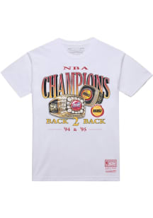 Mitchell and Ness Houston Rockets White Championship Rings Short Sleeve T Shirt