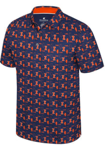 Colosseum Illinois Fighting Illini Mens Navy Blue Truthsayer Short Sleeve Polo