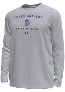 Under Armour James Madison Dukes Grey Straight Name Tech Stretch Long Sleeve T-Shirt