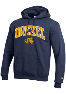 Champion Drexel Dragons Mens Navy Blue Tackle Twill Arch Mascot Long Sleeve Hoodie