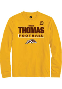 Jordon Thomas  Western Michigan Broncos Gold Rally Football NIL Stacked Box Long Sleeve T Shirt