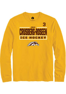Cole Crusberg-Roseen Western Michigan Broncos Gold NIL Stacked Box Long Sleeve Player T Shirt