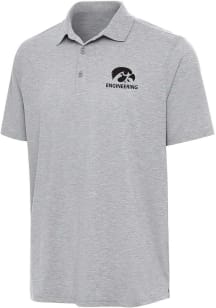 Antigua Iowa Hawkeyes Mens Grey Heather Engineering Par 3 Short Sleeve Polo