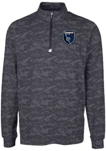 Cutter and Buck San Jose Earthquakes Mens Black Traverse Camo Long Sleeve Qtr Zip Pullover