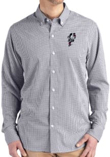 Cutter and Buck Ohio State Buckeyes Mens Black Gingham LS Woven Long Sleeve Dress Shirt