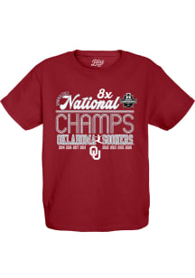 Blue 84 Oklahoma Sooners Youth Crimson 2026 Women's Gymnastics 8-Time National Champions Short Sle..
