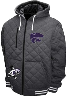 K-State Wildcats Mens Charcoal Diamond Quilted Willie Light Weight Jacket