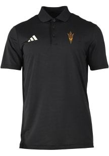 Adidas Arizona State Sun Devils Mens Black Heat Seal Ottoman Short Sleeve Polo