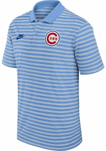 Nike Chicago Cubs Mens Light Blue Cooperstown Striped Victory Short Sleeve Polo