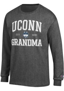 Champion UConn Huskies Charcoal Est. Date Grandma Jersey Long Sleeve T Shirt
