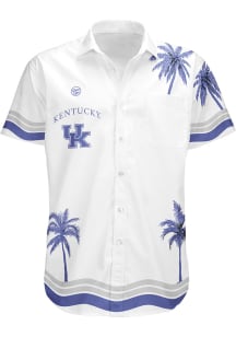 Kentucky Wildcats Mens White Palm Tree Mascot Short Sleeve Dress Shirt