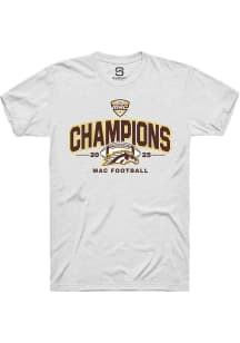 Summit Sportswear Western Michigan Broncos White MAC 2025 Football Champions Short Sleeve T Shirt