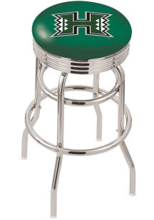 Hawaii Warriors Double-Ring Swivel Chrome Pub Stool - Black