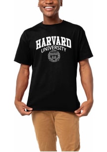 League Harvard Crimson Black Arched Shield Short Sleeve T Shirt