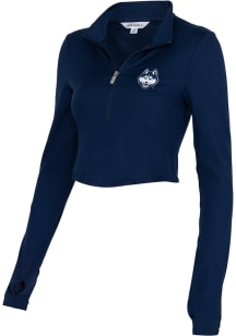 UConn Huskies Womens Navy Blue Rush Crop Qtr Zip Pullover