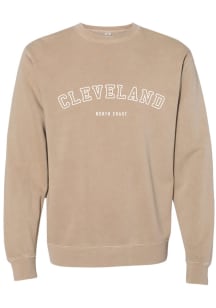 Emily Roggenburk Cleveland Mens Tan Arch Wordmark Long Sleeve Crew Sweatshirt