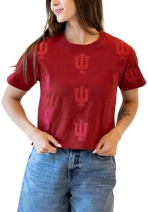 Gameday Social Indiana Hoosiers Womens Crimson Ritter Repeat Short Sleeve T-Shirt