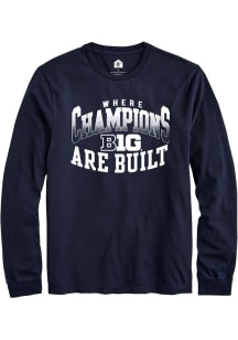 Rally Big Ten Navy Blue Champs Arch Design Long Sleeve T Shirt